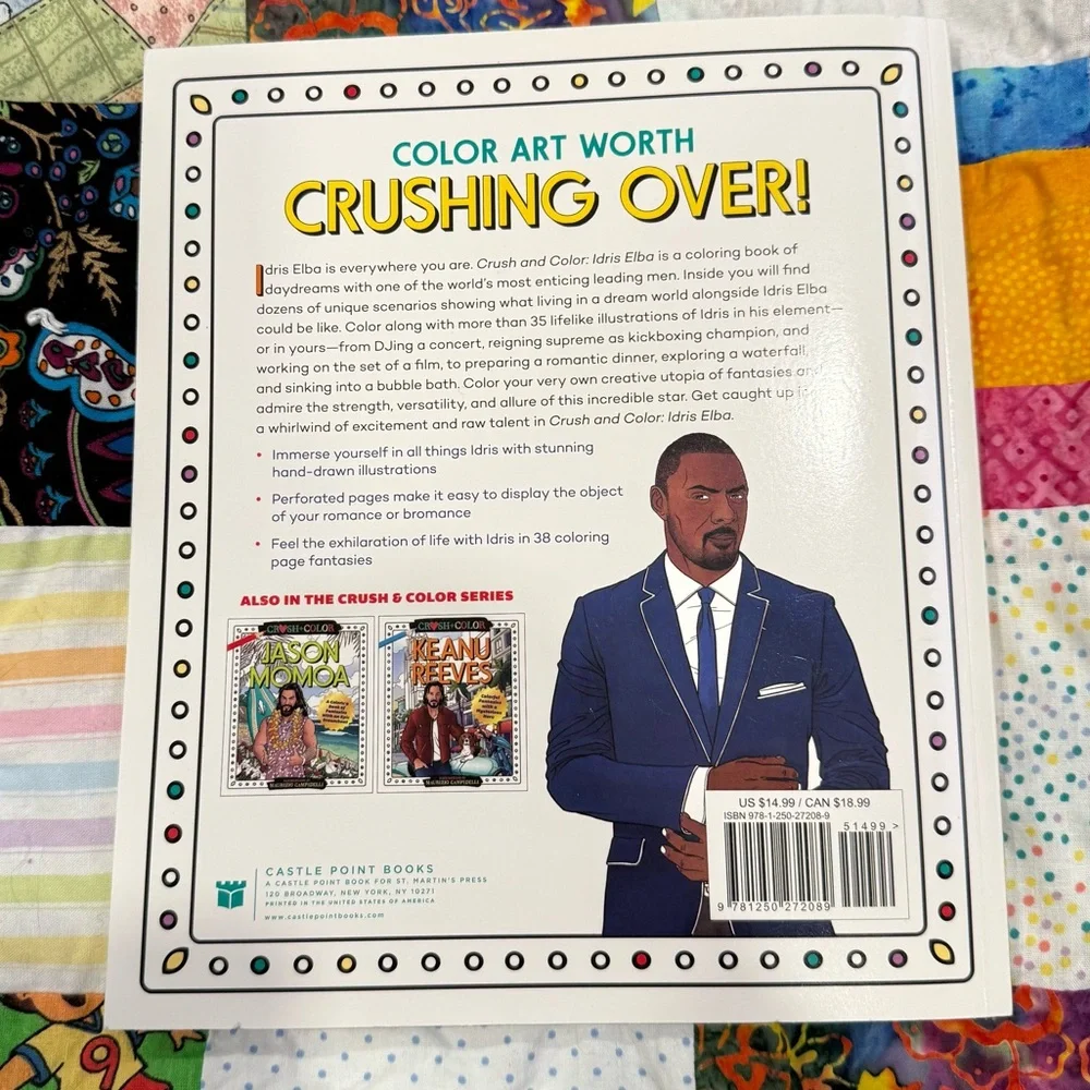 Crush and Color Idris Elba Adult Coloring Book NEW